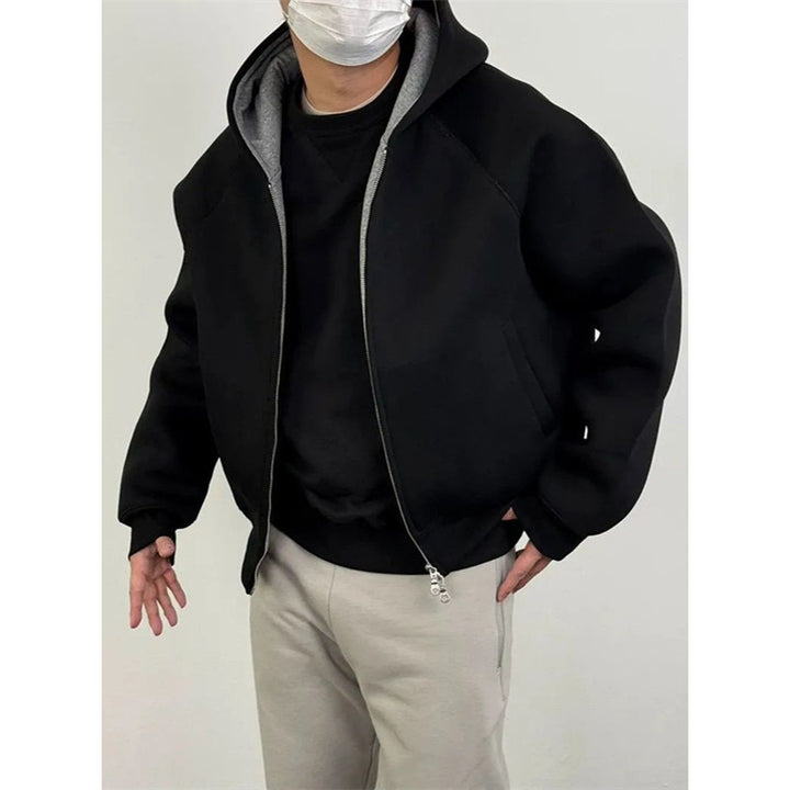 Men's Oversized Hooded Sweat Jacket made of heavy French Terry with Two-Way Zipper Mune Fashion