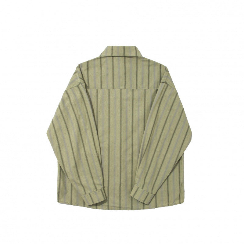 Unisex Oversize Long Sleeve Shirt made of Cotton Blend with Vertical Stripe Pattern and Chest Pocket Mune Fashion