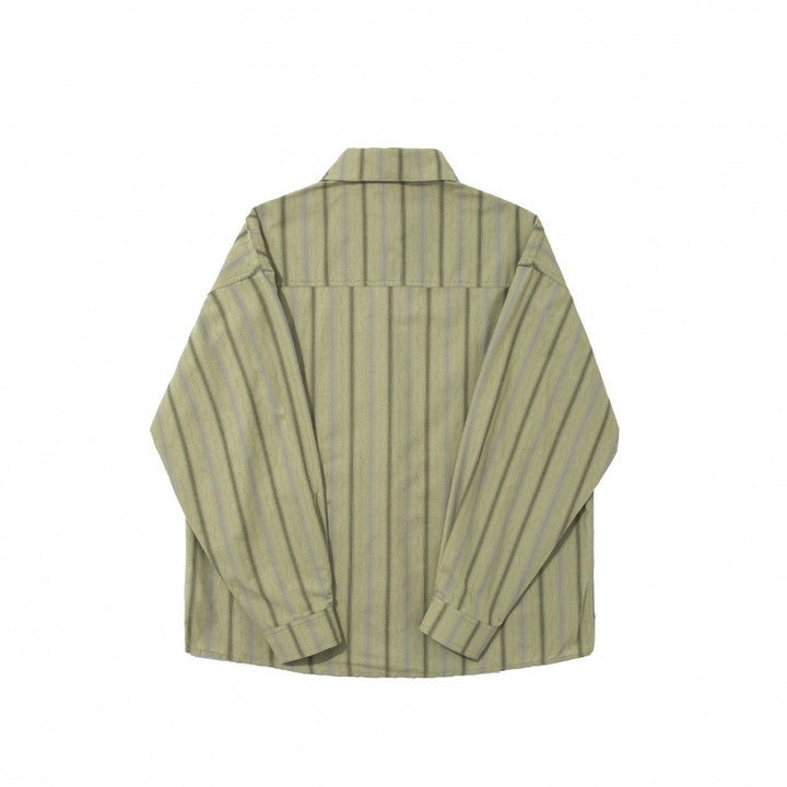 Unisex Oversize Long Sleeve Shirt made of Cotton Blend with Vertical Stripe Pattern and Chest Pocket Mune Fashion