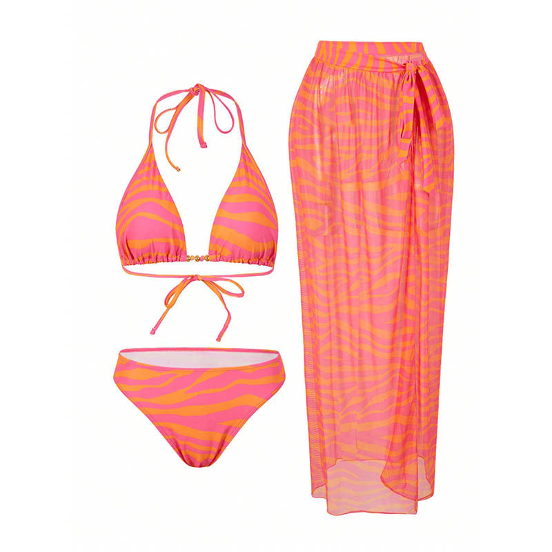 Ladies bikini set with fashionable wrap skirt and trendy zebra design Mune Fashion