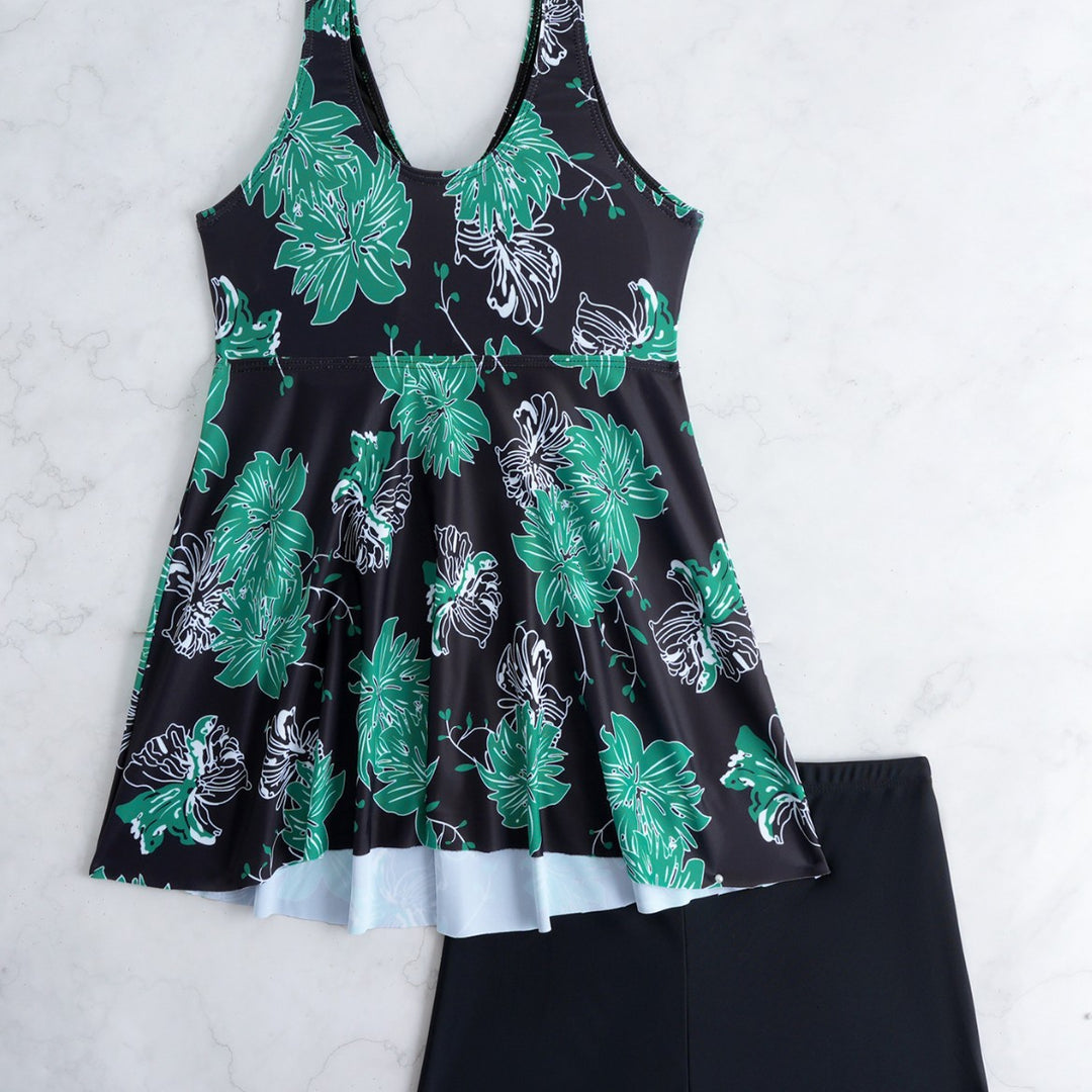 Women's tankini with floral wrap design and comfortable shorts Mune Fashion
