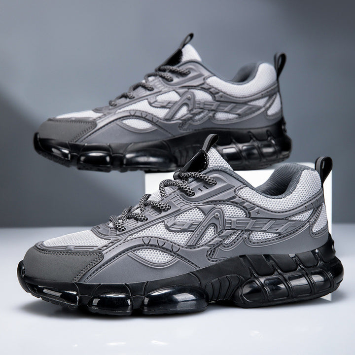 Men's Sporty Chunky Sneaker with Glossy Overlays and Cushioned Air Cushion Sole Mune Fashion