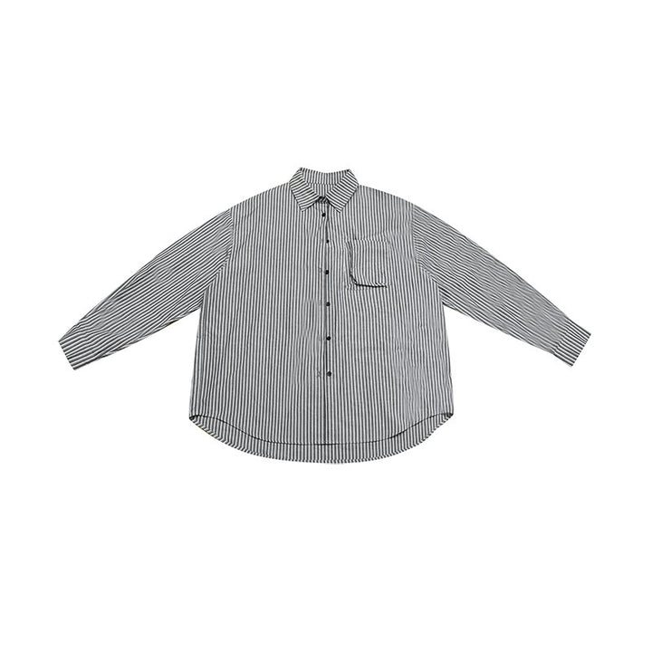 Women's Wide Striped Shirt in Oversize Cut with Shirt Collar and Chest Pocket Mune Fashion