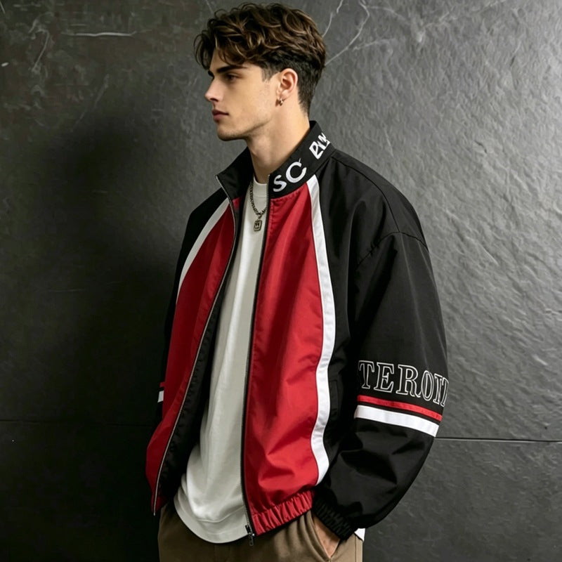 Men's sporty transitional jacket with high collar and zipper Mune Fashion 1788241955