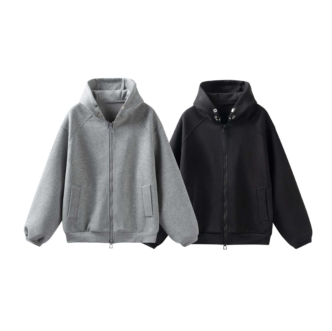 Unisex Oversize Hoodie Jacket with High Collar, Two-Way Zipper and Integrated Insert Pockets Mune Fashion
