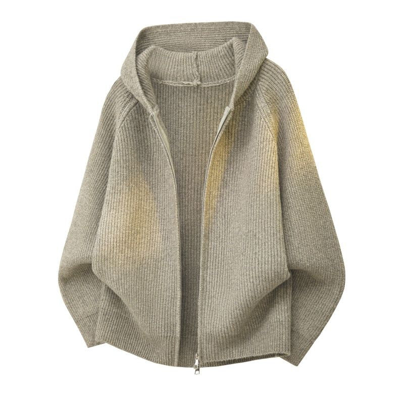 Women's Oversize Knit Hoodie Cardigan with Full Zipper Mune Fashion