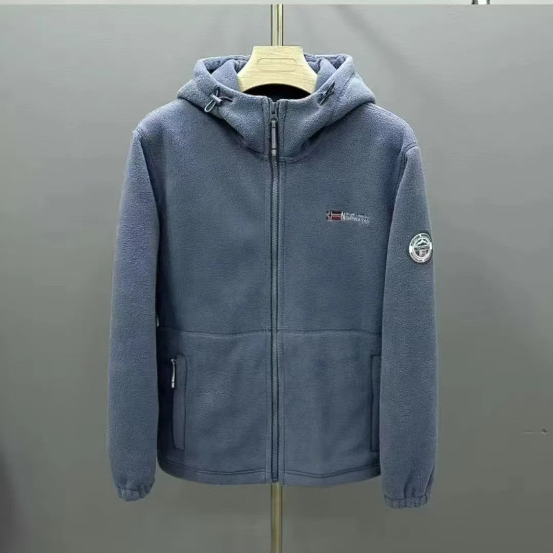 Men's Warm Fleece Hooded Jacket with Sherpa Lining, Wind Protection & Zipper Pockets Mune Fashion
