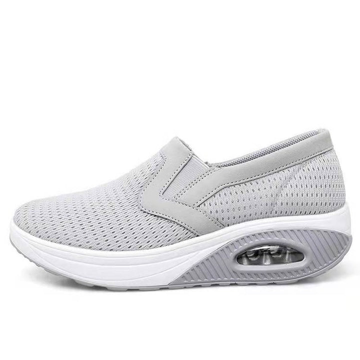Women's Knitted Slip-On Walking Sneakers with Visible Air Capsule and Ergonomic Platform Sole Mune Fashion