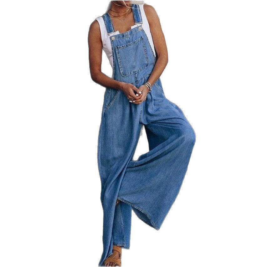Ladies Wide Denim Overall in Palazzo Style Mune Fashion