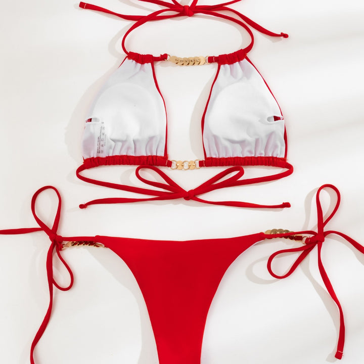 Women's triangle bikini with tasteful bead details Mune Fashion