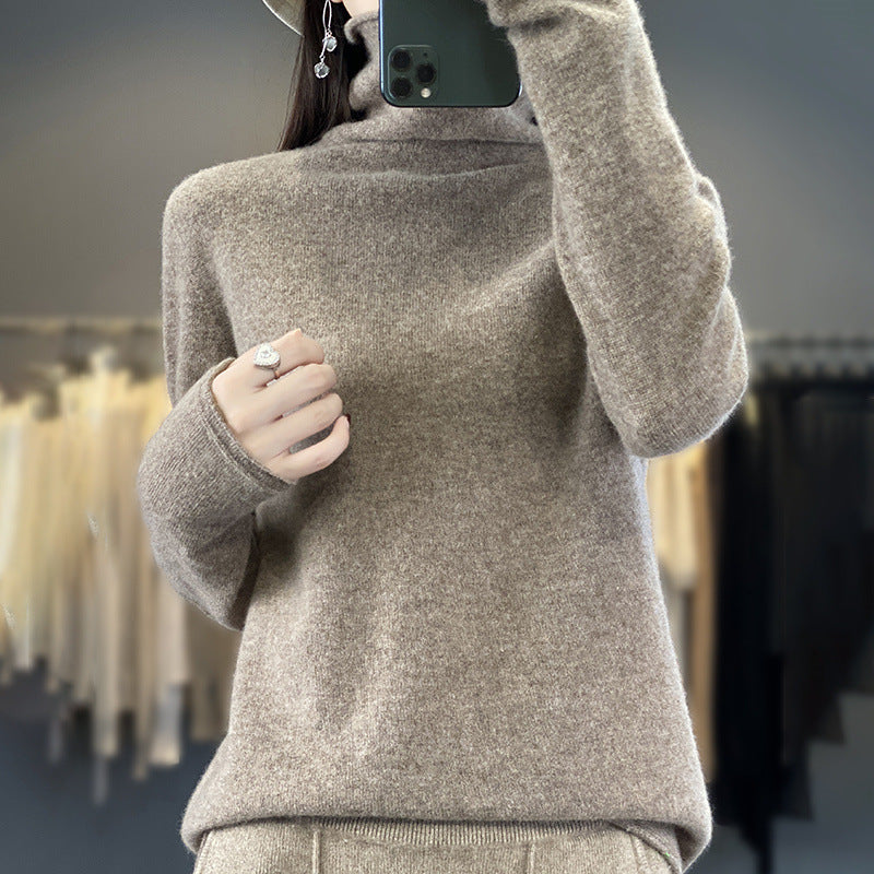 Women's Soft Fine Knit Roll Neck Sweater with Cashmere-Like Feel and Extended Cuffs Mune Fashion