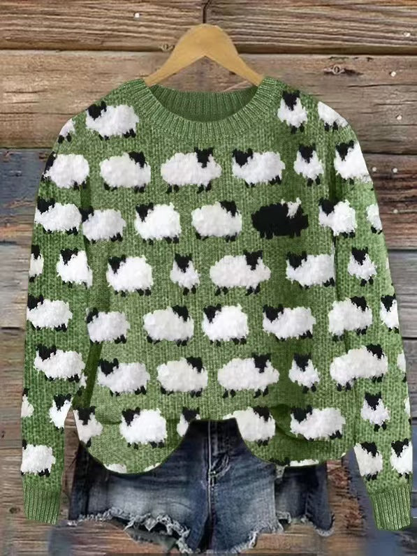 Women's Norwegian sweater made of wool blend with round neck and traditional Fair Isle yoke Mune Fashion