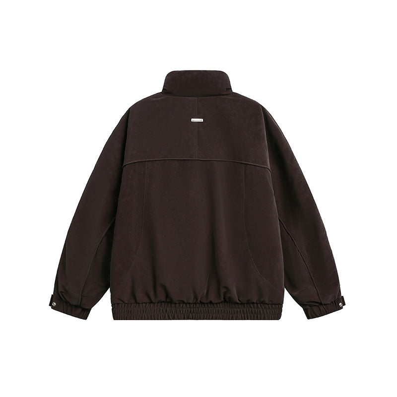 Men's Oversized Padded Bomber Jacket with Stand-Up Collar, Zipper Pockets, and Elastic Hem Mune Fashion