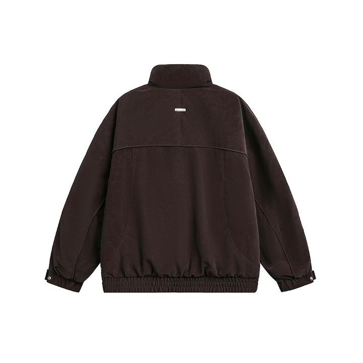 Men's Oversized Padded Bomber Jacket with Stand-Up Collar, Zipper Pockets, and Elastic Hem Mune Fashion
