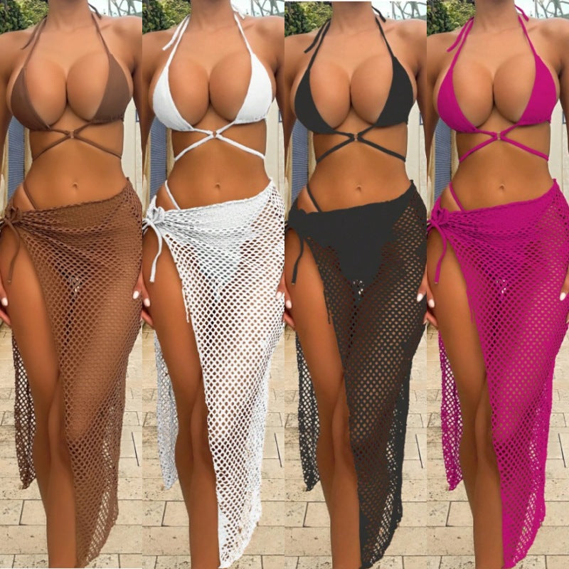 Ladies bikini set with transparent mesh skirt and triangle top Mune Fashion