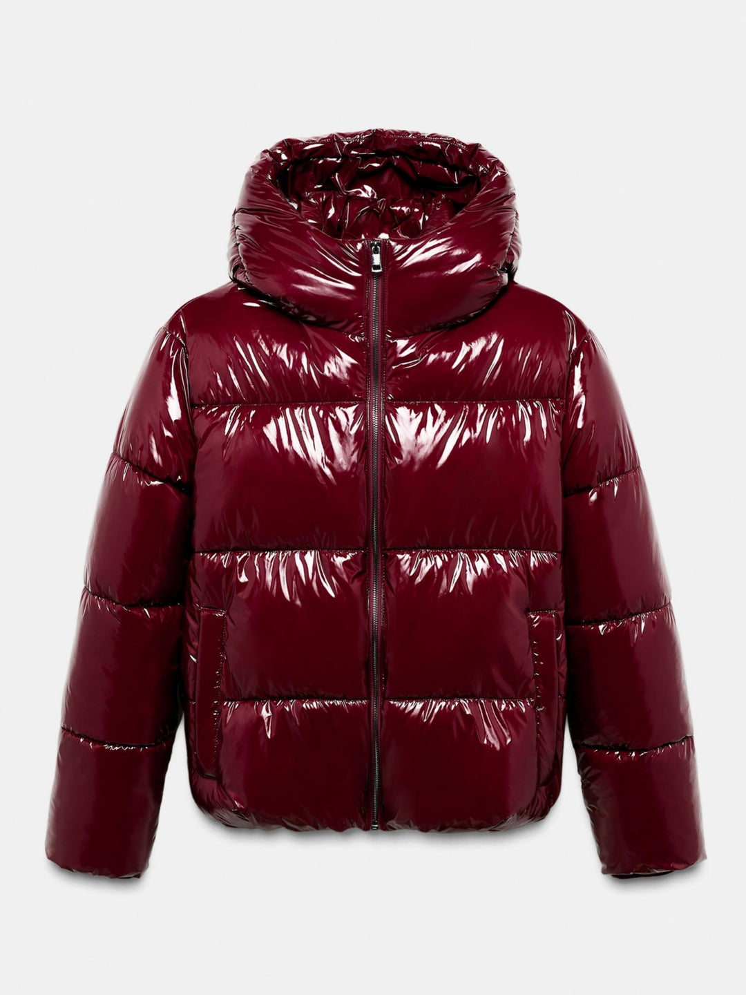 Ladies High Gloss Padded Jacket with High Collar