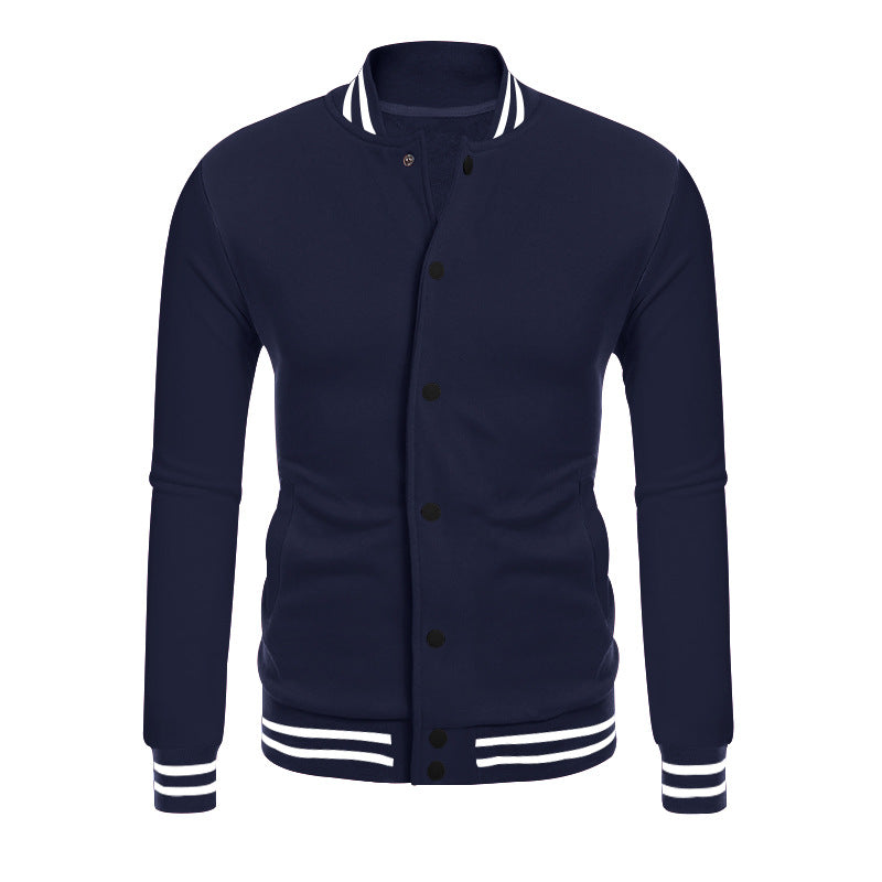 Men's College Bomber Jacket in Varsity Style with Snap Button Placket and Ribbed Cuffs Mune Fashion