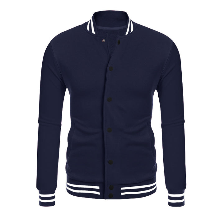 Men's College Bomber Jacket in Varsity Style with Snap Button Placket and Ribbed Cuffs Mune Fashion