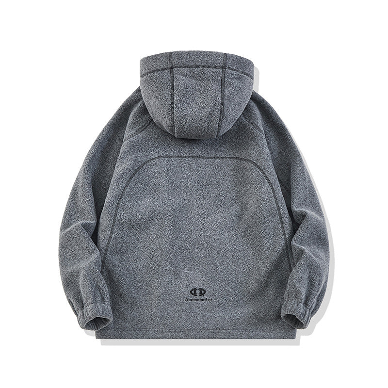 Unisex Oversize Fleece Hoodie Jacket with Contrast Seams and Zipper Pockets Mune Fashion