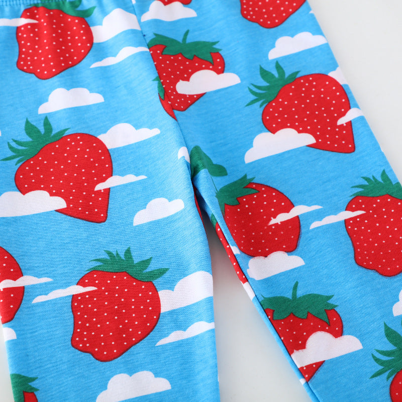 Girls Leggings with cheerful strawberry motif Mune Fashion