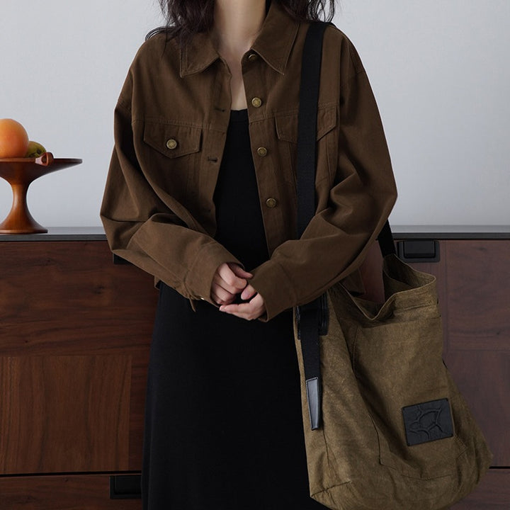 Women's Fashionable Oversized Jacket with Buttons and Practical Pockets Mune Fashion