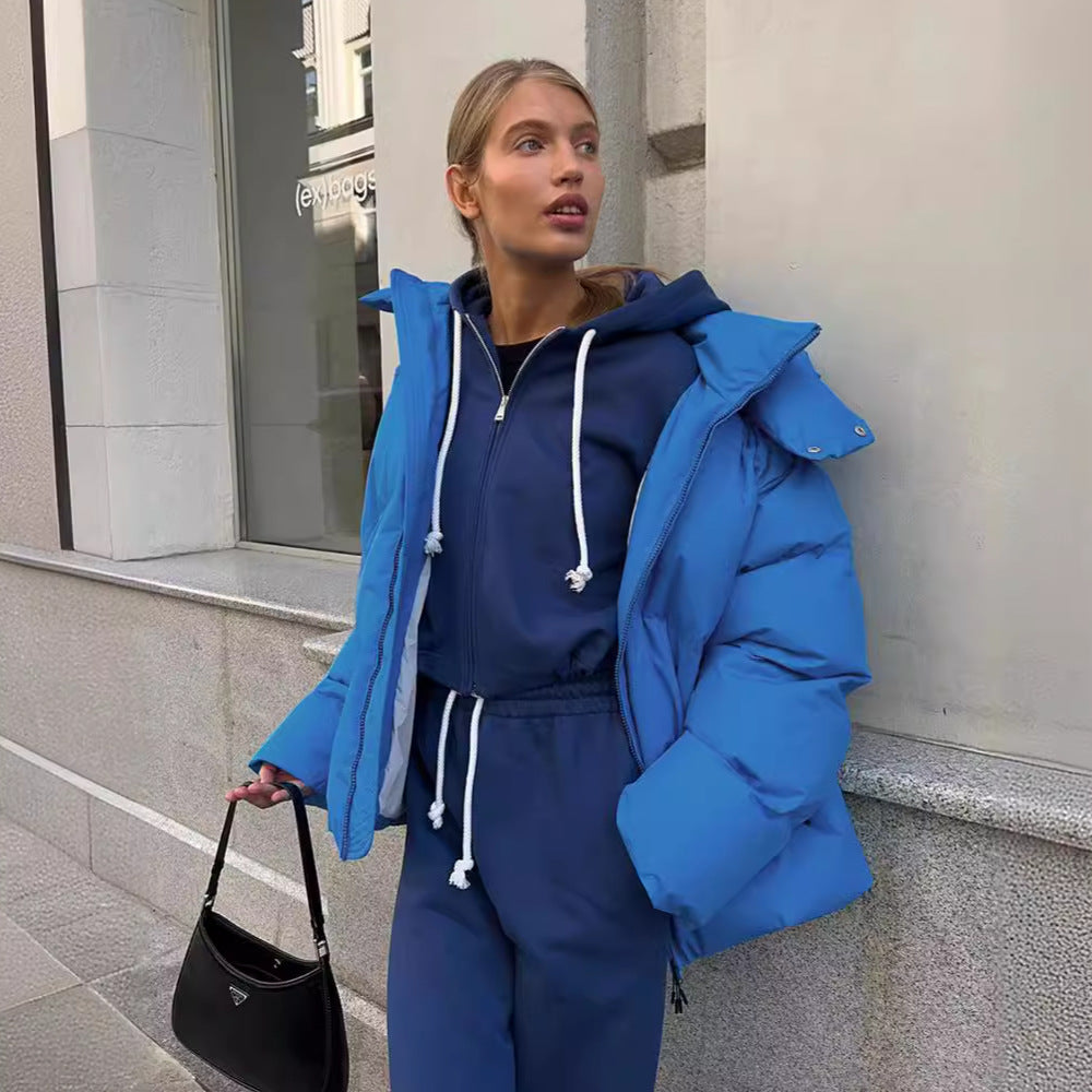 Women's Oversized Quilted Jacket with Hood and Padded Thermal Filling Mune Fashion
