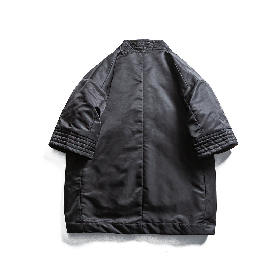 Unisex Padded Kimono Jacket with Short Sleeves and Waist Belt Mune Fashion
