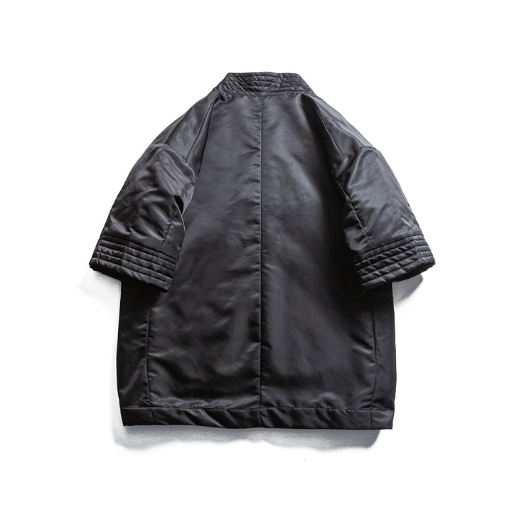 Unisex Padded Kimono Jacket with Short Sleeves and Waist Belt Mune Fashion