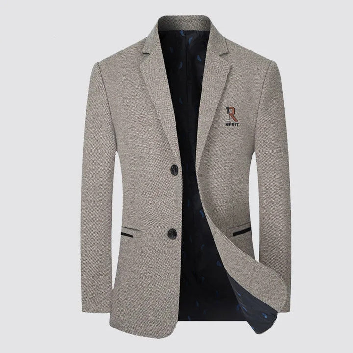 Men's Slim-Fit Blazer with fine Herringbone texture and Two-Button closure Mune Fashion
