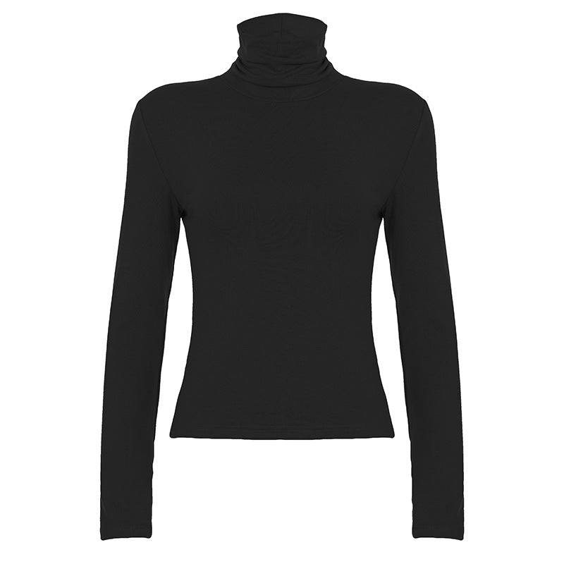 Women Fitted Long Sleeve Turtleneck Shirt made of Stretch Jersey Mune Fashion