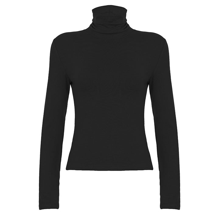 Women Fitted Long Sleeve Turtleneck Shirt made of Stretch Jersey Mune Fashion