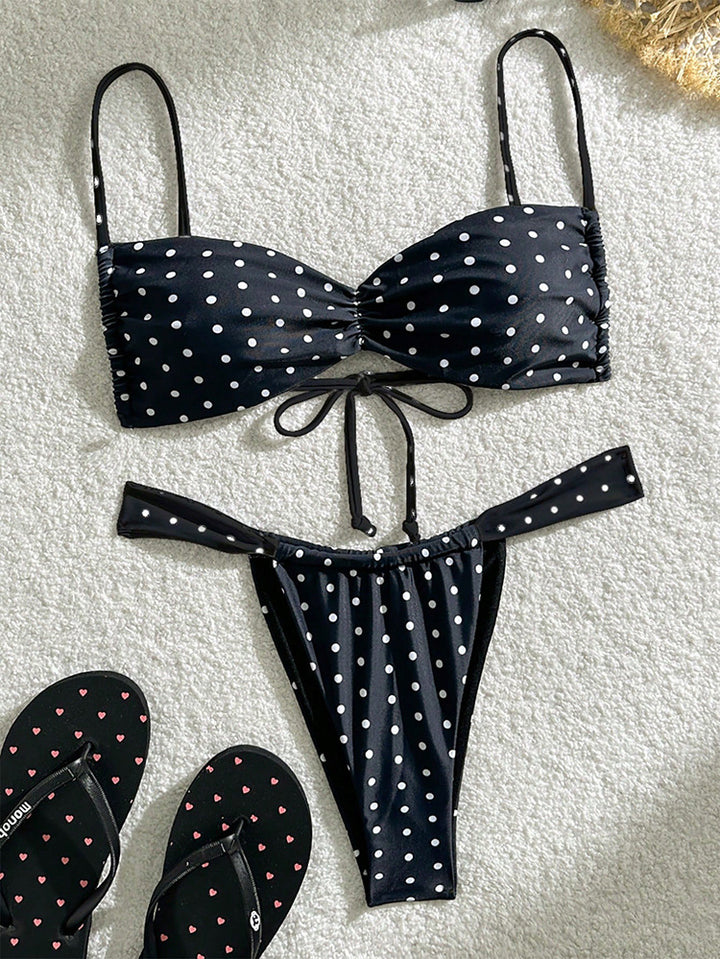 Women Triangle Bikini with elastic straps and knot detail Mune Fashion