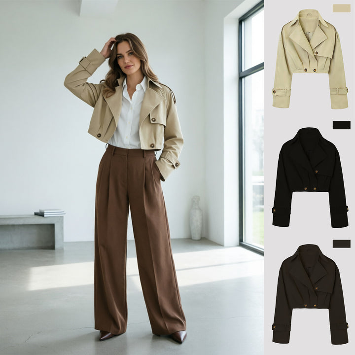 Women's Stylish Cropped Trench Coat Jacket Mune Fashion