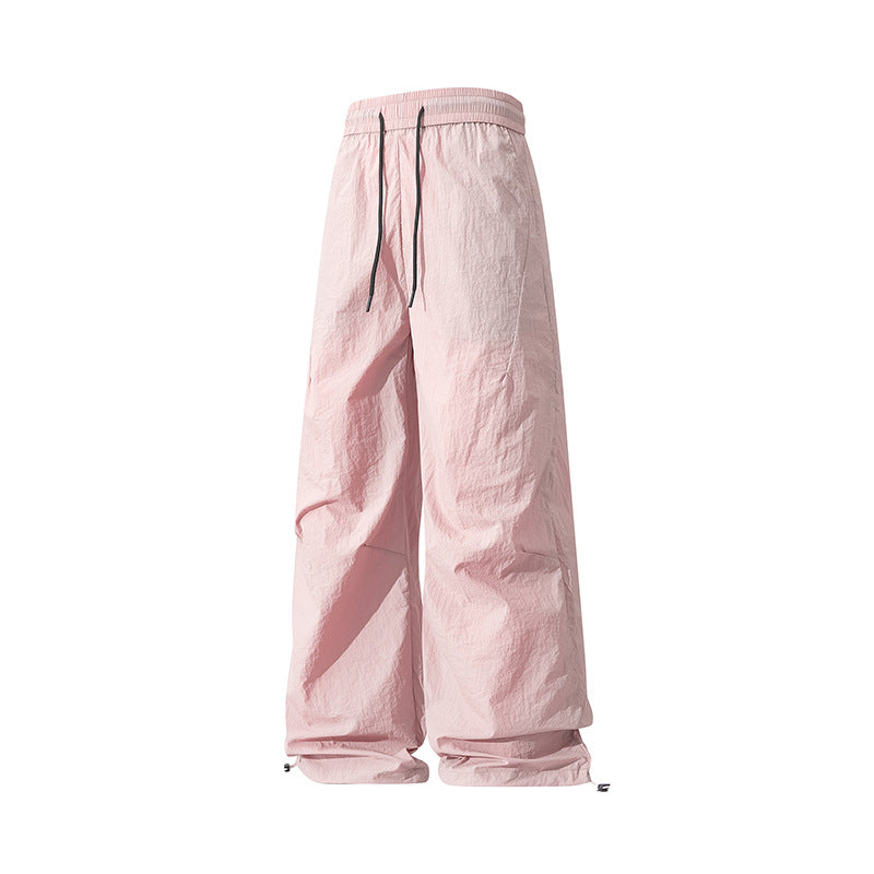 Unisex Wide Technical Nylon Pants with Drawstring and Adjustable Hem Mune Fashion
