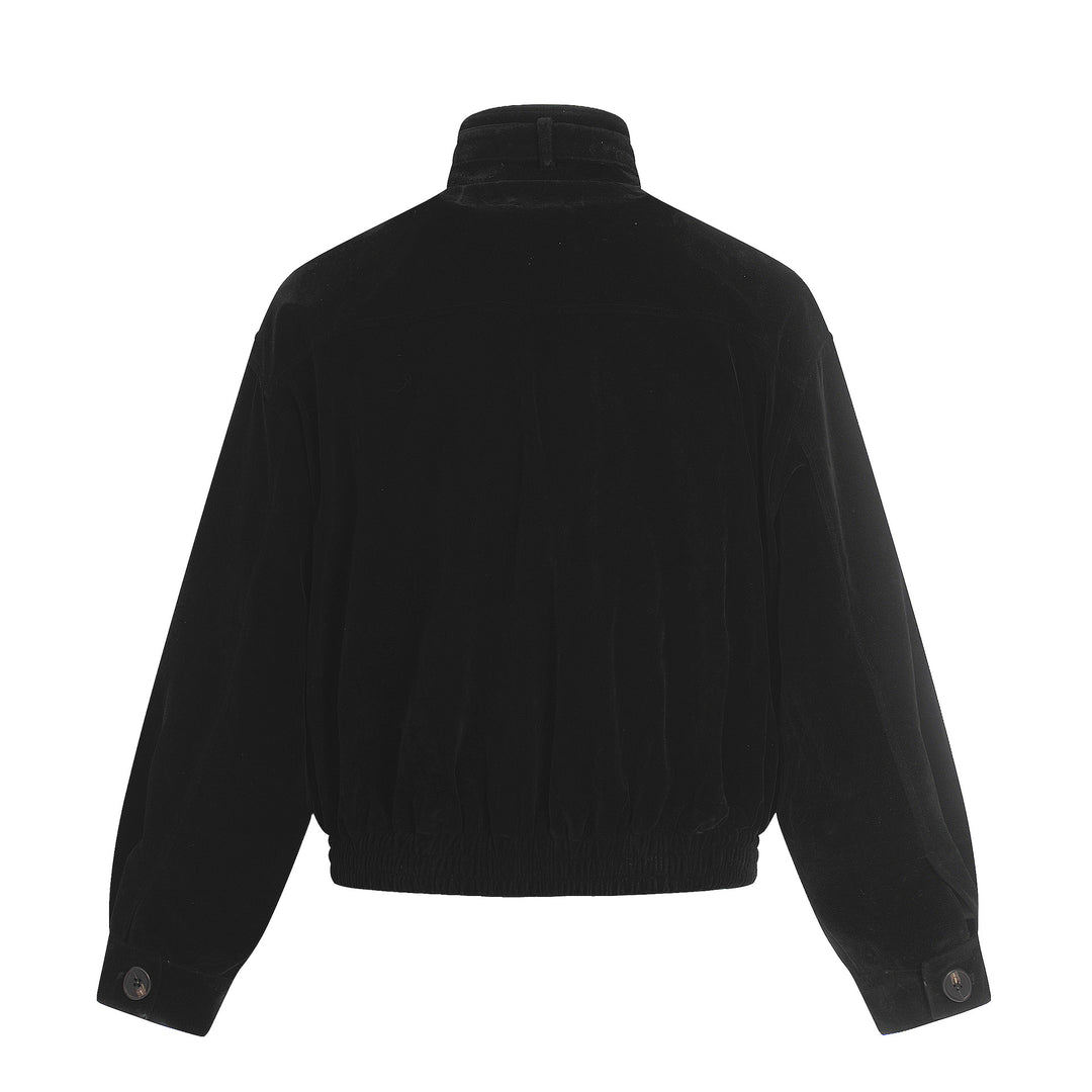 Men's suede aviator-style blouson with stand collar, waist belt, and zip pockets Mune Fashion