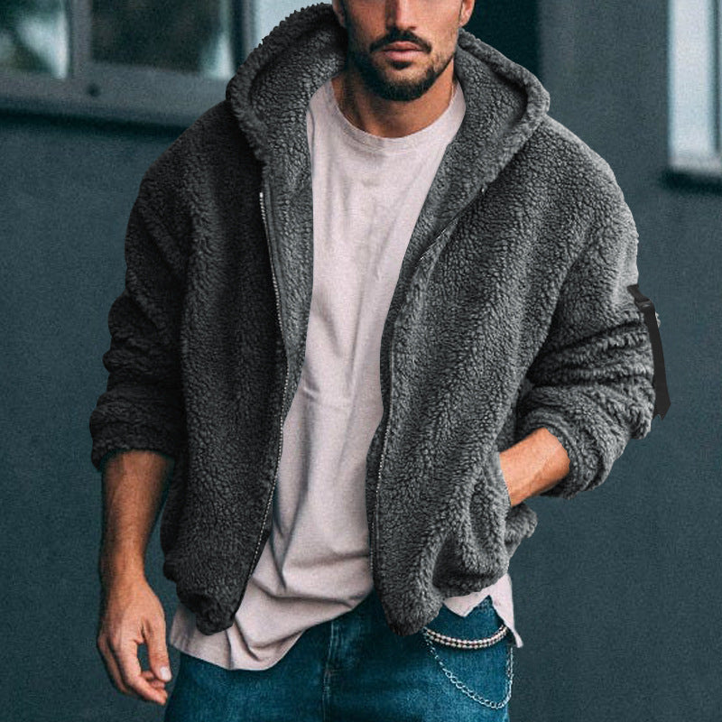 Men's Padded Fleece Hoodie with Teddy Finish, Zipper and Side Pockets Mune Fashion