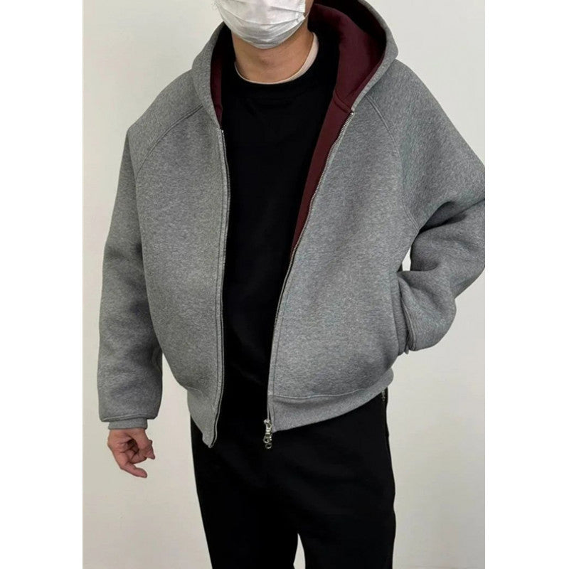 Men's Oversized Hooded Sweat Jacket made of heavy French Terry with Two-Way Zipper Mune Fashion