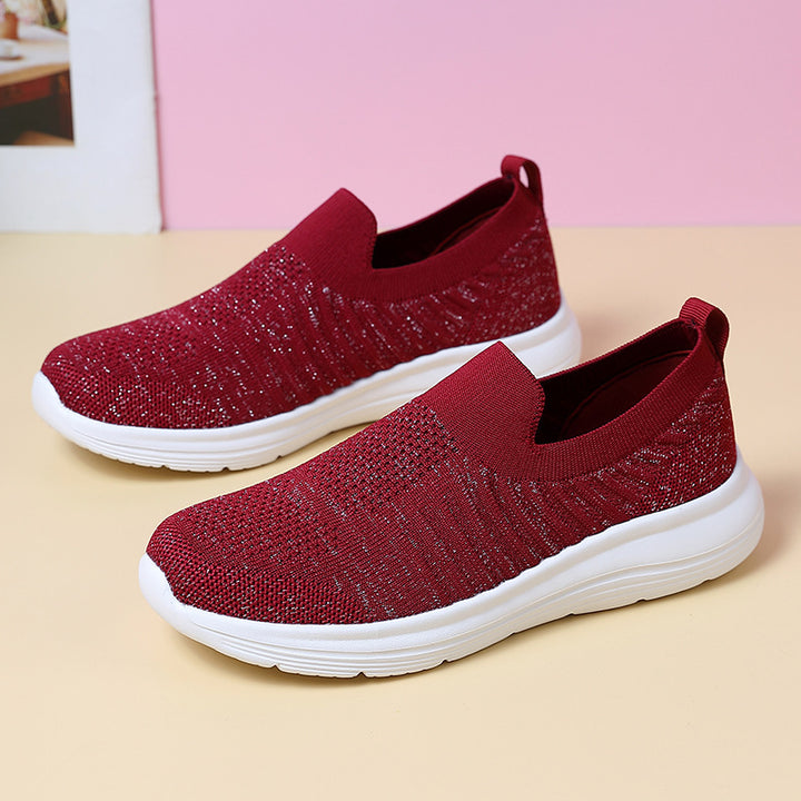 Women's breathable knitted slip-on shoes with viscoelastic insole and flexible rubber outsole Mune Fashion