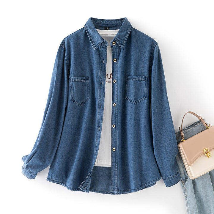Women Trendy Denim Shirt Jacket Mune Fashion