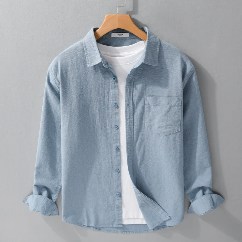Men's Soft-Touch Cotton Blend Overshirt in Layering Look with Chest Pocket Mune Fashion