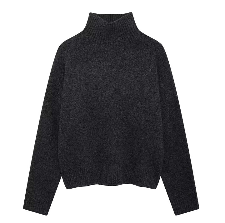 Women 200+ ribbed cropped sweater with stand-up collar and oversized sleeves Mune Fashion