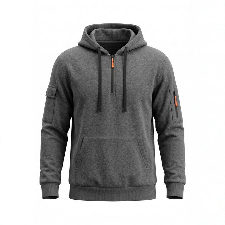 Men's hoodie with half zipper and utility arm pocket Mune Fashion