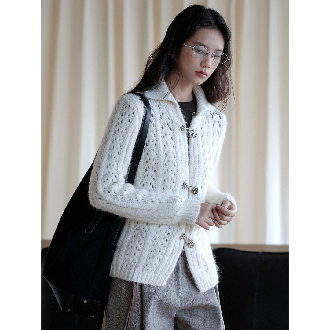 Women's Short Mohair-Optic Cardigan with Metal Closures Mune Fashion