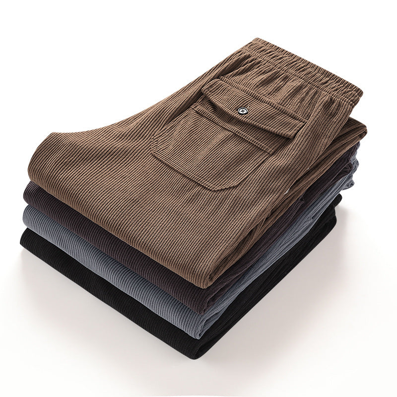 Men Straight-Leg Ribbed Structure Lounge Pants with Elastic Waistband and Flap Pocket Mune Fashion