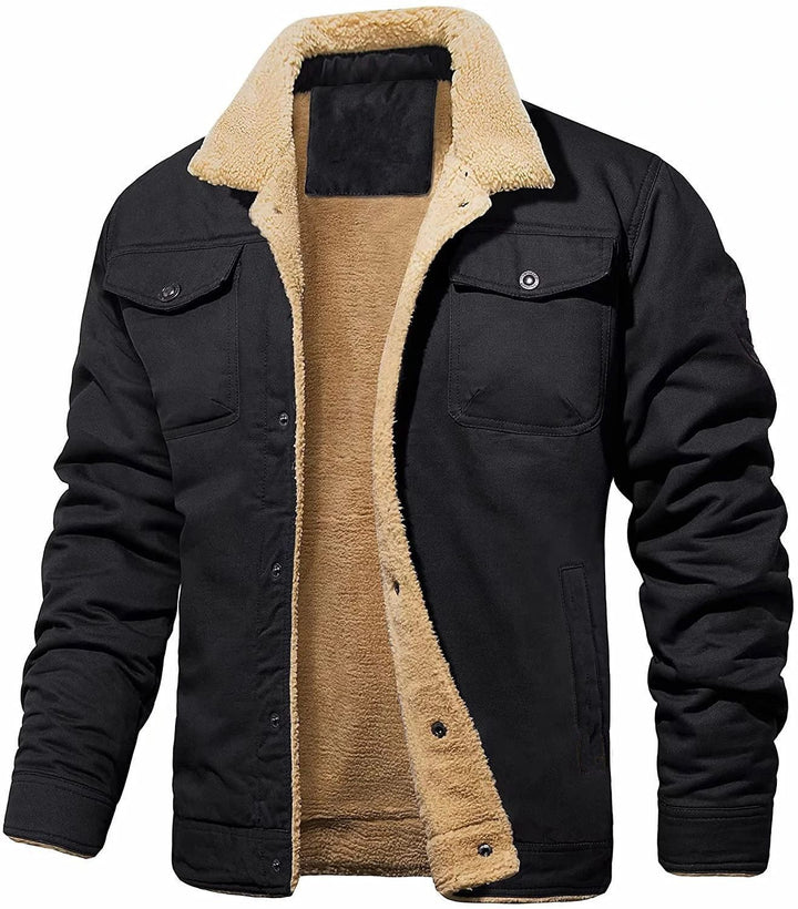 Men's padded sherpa canvas jacket with button placket and chest pockets Mune Fashion