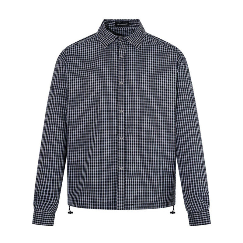 Men's checked shirt with full button placket, adjustable hem, and Kent collar Mune Fashion