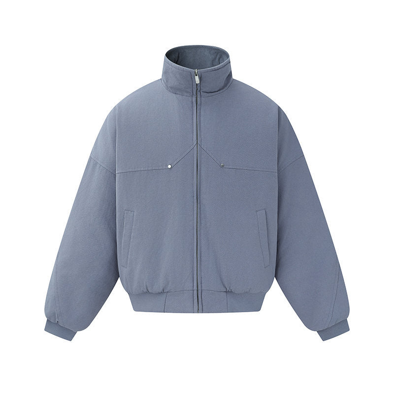 Unisex Boxy-padded Short Jacket with High Collar and Minimalist Seam Design Mune Fashion