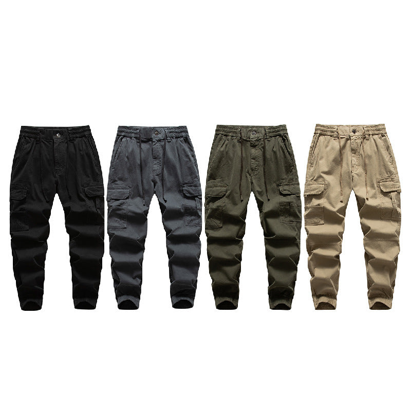 Men's Multifunctional Cargo Jogger Pants with Drawstring Waistband, Knee Patches, and Organizer Pockets Mune Fashion