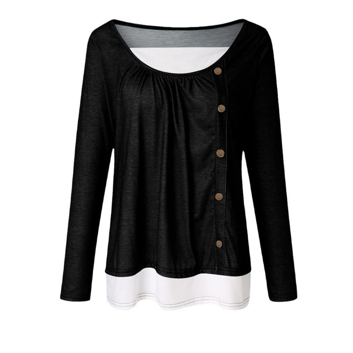 Women Long Sleeve Tunic with Decorative Button Placket and Layered Look Mune Fashion