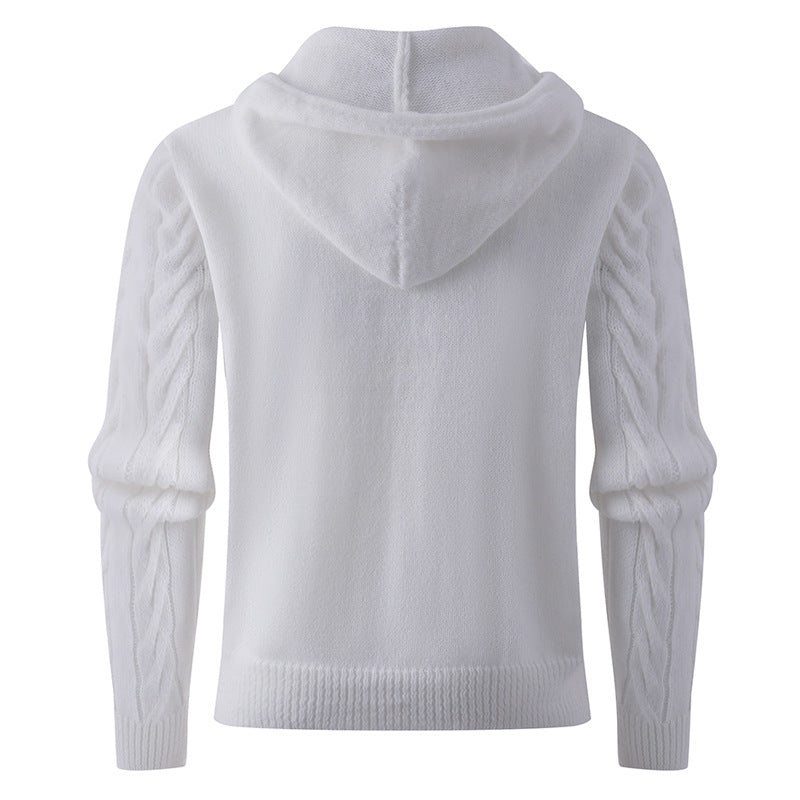 Men's Structured Cable Knit Hoodie with Button Placket Mune Fashion